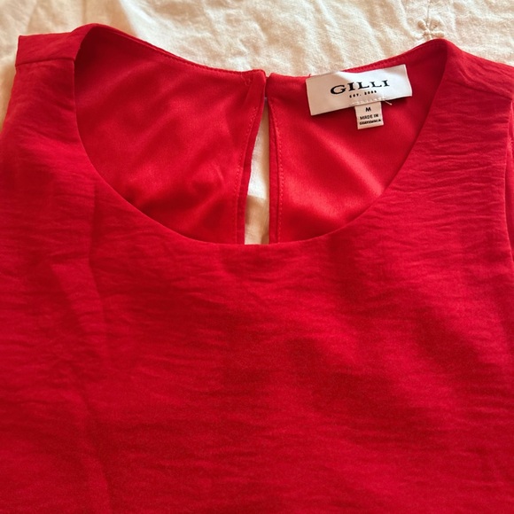 Gilli Red Sleeveless Scoop Neck Keyhole Back Shift Dress Size M - Picture 4 of 9